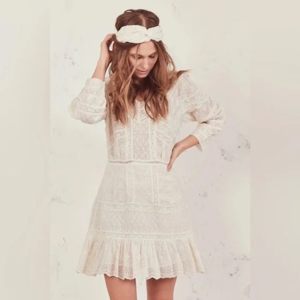 LoveShackFancy Cheri Dress Cream Size 4